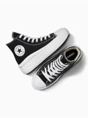 Converse Chuck Taylor Move Platform High Top Leather Black Sneakers Size 6.5